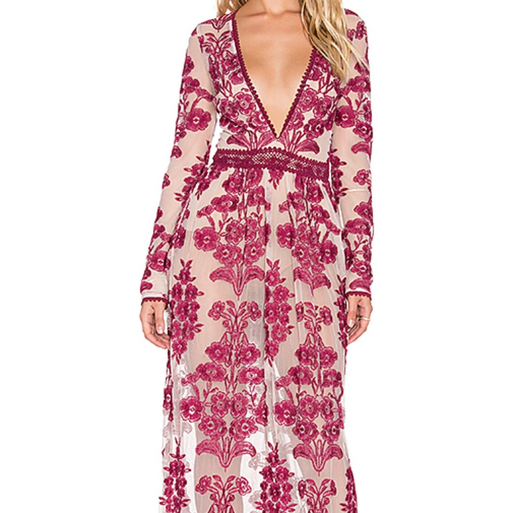 For Love & Lemons Temecula Maxi Dress - Wine Color